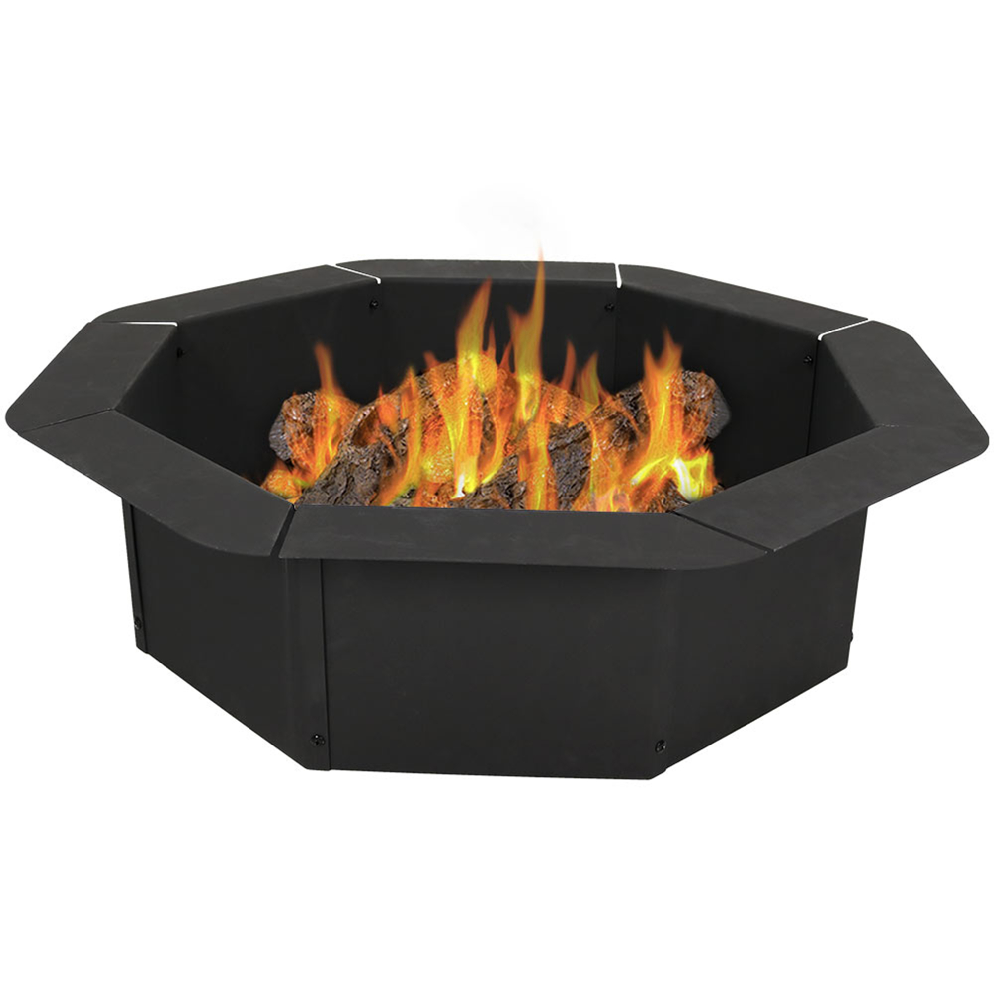 Sunnydaze Decor Octagon Steel Fire Pit Ring Liner Insert - 38in. dia., Wood Burning, High-Temperature Paint, Model# NB-OFPRHD37